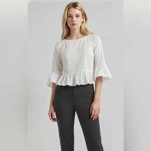 Bebe Elegant White Women's Top with Ruffle Sleeves